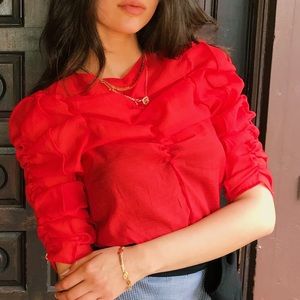 Beautiful puffed sleeve red top